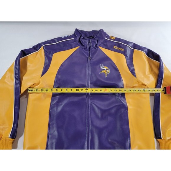 Minnesota Vikings Faux Leather Varsity Jacket Coat Official 2008 NFL Sz L EUC - Picture 10 of 11